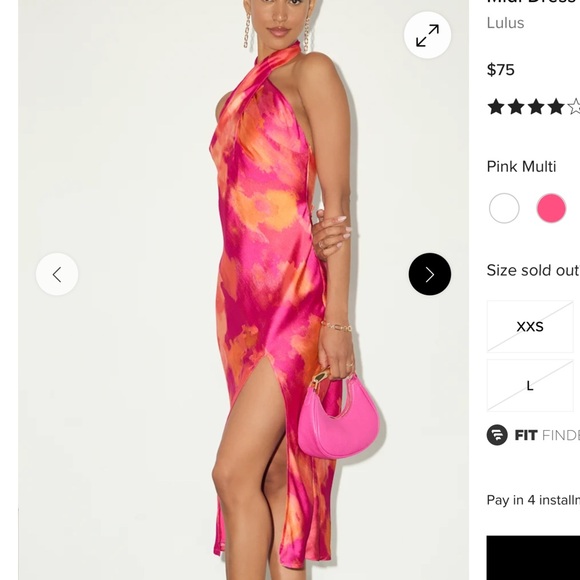 Lulus Beyond Classy Pink Multi Abstract Print Satin Halter Midi Dress – Sz Small - Picture 3 of 11